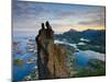 Rock Climbers Scale the Famous Svolv?rgeita, Svolvaer, Lofoten, Nordland, Norway-Doug Pearson-Mounted Photographic Print