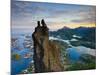 Rock Climbers Scale the Famous Svolv?rgeita, Svolvaer, Lofoten, Nordland, Norway-Doug Pearson-Mounted Photographic Print