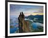 Rock Climbers Scale the Famous Svolv?rgeita, Svolvaer, Lofoten, Nordland, Norway-Doug Pearson-Framed Photographic Print