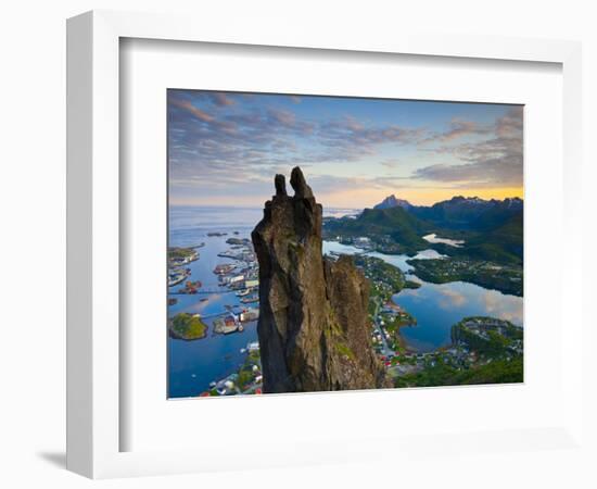 Rock Climbers Scale the Famous Svolv?rgeita, Svolvaer, Lofoten, Nordland, Norway-Doug Pearson-Framed Photographic Print