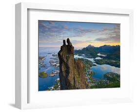 Rock Climbers Scale the Famous Svolv?rgeita, Svolvaer, Lofoten, Nordland, Norway-Doug Pearson-Framed Photographic Print