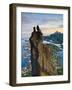 Rock Climbers Scale the Famous Svolværgeita, Svolvaer, Lofoten, Nordland, Norway-Doug Pearson-Framed Photographic Print