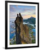 Rock Climbers Scale the Famous Svolværgeita, Svolvaer, Lofoten, Nordland, Norway-Doug Pearson-Framed Photographic Print