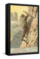 Rock Climbing with Crampons-null-Framed Stretched Canvas