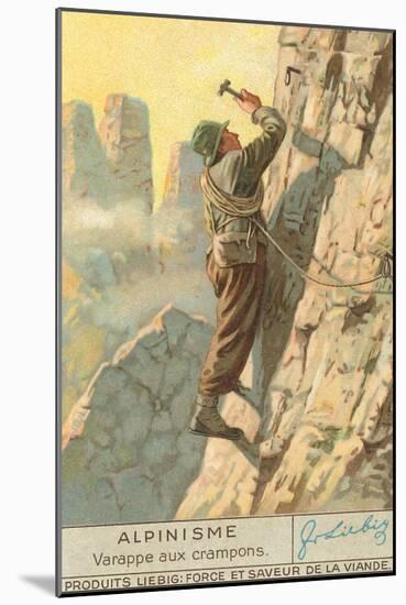 Rock Climbing with Crampons-null-Mounted Art Print