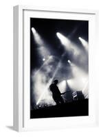 Rock Concert Stage. Guitarist Playing on Electric Guitar.-donatas1205-Framed Photographic Print