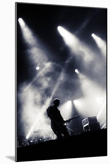 Rock Concert Stage. Guitarist Playing on Electric Guitar.-donatas1205-Mounted Photographic Print