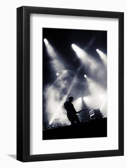 Rock Concert Stage. Guitarist Playing on Electric Guitar.-donatas1205-Framed Photographic Print