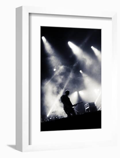 Rock Concert Stage. Guitarist Playing on Electric Guitar.-donatas1205-Framed Photographic Print