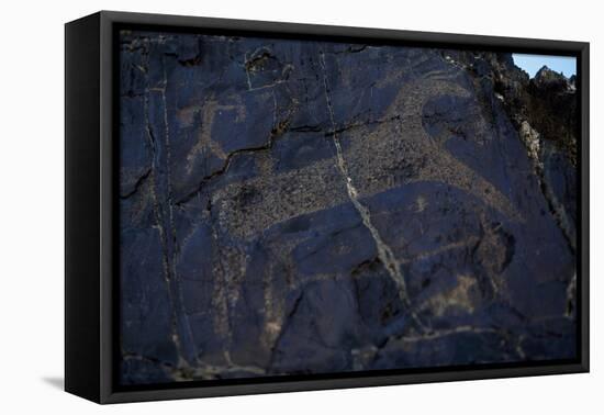 Rock Engraving, Rabati Malik Steppe, Uzbekistan-null-Framed Stretched Canvas