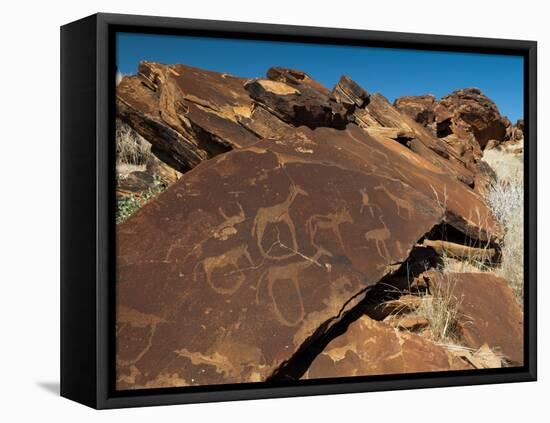 Rock Engravings, Huab River Valley, Torra Conservancy, Damaraland, Namibia, Africa-Sergio Pitamitz-Framed Stretched Canvas