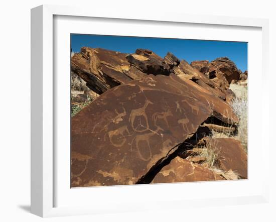 Rock Engravings, Huab River Valley, Torra Conservancy, Damaraland, Namibia, Africa-Sergio Pitamitz-Framed Photographic Print