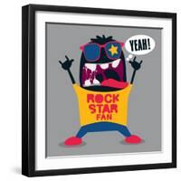 Rock Fan Monster-braingraph-Framed Art Print