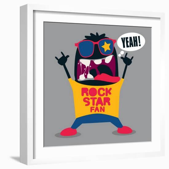 Rock Fan Monster-braingraph-Framed Art Print