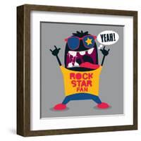 Rock Fan Monster-braingraph-Framed Art Print