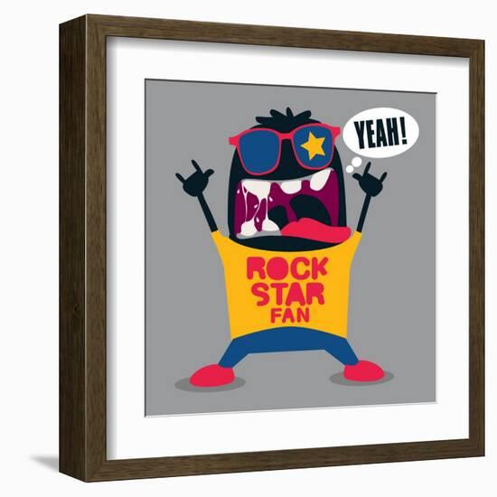 Rock Fan Monster-braingraph-Framed Art Print