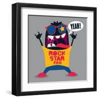 Rock Fan Monster-braingraph-Framed Art Print