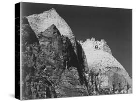 Rock Formation Against Dark Sky "Zion National Park 1941" Utah. 1941-Ansel Adams-Stretched Canvas