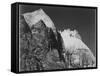 Rock Formation Against Dark Sky "Zion National Park 1941" Utah. 1941-Ansel Adams-Framed Stretched Canvas