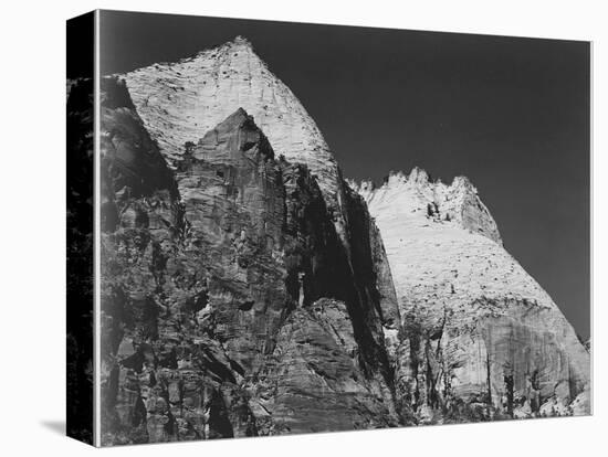 Rock Formation Against Dark Sky "Zion National Park 1941" Utah. 1941-Ansel Adams-Stretched Canvas