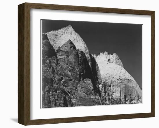 Rock Formation Against Dark Sky "Zion National Park 1941" Utah. 1941-Ansel Adams-Framed Art Print