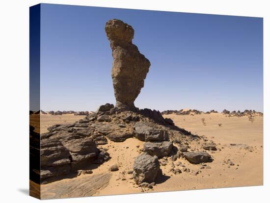 Rock Formation Called the Finger of Allah, Akakus, Sahara Desert, Fezzan, Libya-Pitamitz Sergio-Stretched Canvas