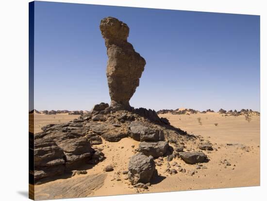 Rock Formation Called the Finger of Allah, Akakus, Sahara Desert, Fezzan, Libya-Pitamitz Sergio-Stretched Canvas
