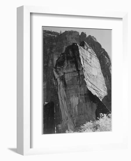Rock Formation From Below "In Zion National Park" Utah.  1933-1942-Ansel Adams-Framed Art Print