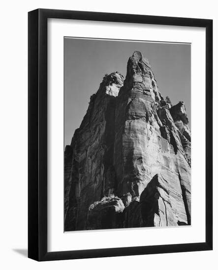 Rock Formation From Below "In Zion National Park" Utah.  1933-1942-Ansel Adams-Framed Art Print