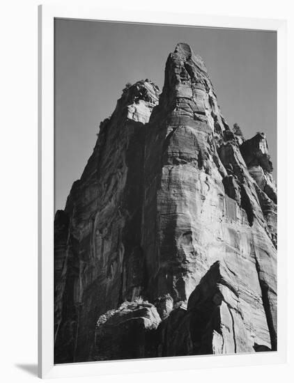 Rock Formation From Below "In Zion National Park" Utah.  1933-1942-Ansel Adams-Framed Art Print