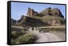 Rock Formation in the Tinajani Canyon in the Andes, Riders and Donkeys, Peru, South America-Peter Groenendijk-Framed Stretched Canvas