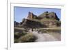 Rock Formation in the Tinajani Canyon in the Andes, Riders and Donkeys, Peru, South America-Peter Groenendijk-Framed Photographic Print