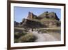 Rock Formation in the Tinajani Canyon in the Andes, Riders and Donkeys, Peru, South America-Peter Groenendijk-Framed Photographic Print