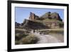 Rock Formation in the Tinajani Canyon in the Andes, Riders and Donkeys, Peru, South America-Peter Groenendijk-Framed Photographic Print