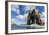 Rock Formation known as Gada's Stack on Foula Island, Shetlands, Scotland, United Kingdom, Europe-Michael Nolan-Framed Photographic Print