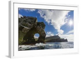 Rock Formation known as Gada's Stack on Foula Island, Shetlands, Scotland, United Kingdom, Europe-Michael Nolan-Framed Photographic Print