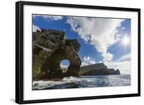 Rock Formation known as Gada's Stack on Foula Island, Shetlands, Scotland, United Kingdom, Europe-Michael Nolan-Framed Photographic Print