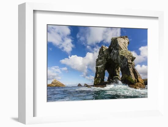 Rock Formation known as Gada's Stack on Foula Island, Shetlands, Scotland, United Kingdom, Europe-Michael Nolan-Framed Photographic Print