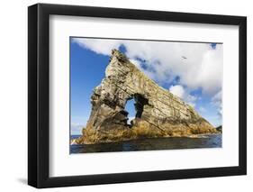 Rock Formation known as Gada's Stack on Foula Island, Shetlands, Scotland, United Kingdom, Europe-Michael Nolan-Framed Photographic Print