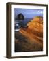 Rock formations along Oregon Coast at sunrise, Cape Kiwanda State Park , Oregon, USA-Charles Gurche-Framed Photographic Print