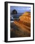 Rock formations along Oregon Coast at sunrise, Cape Kiwanda State Park , Oregon, USA-Charles Gurche-Framed Photographic Print