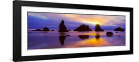 Rock formations along the coast in Bandon, Coos County, Oregon, USA-null-Framed Photographic Print