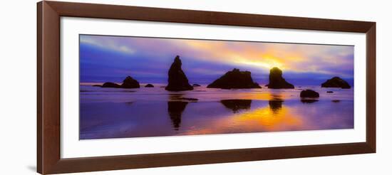 Rock formations along the coast in Bandon, Coos County, Oregon, USA-null-Framed Photographic Print