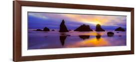 Rock formations along the coast in Bandon, Coos County, Oregon, USA-null-Framed Photographic Print