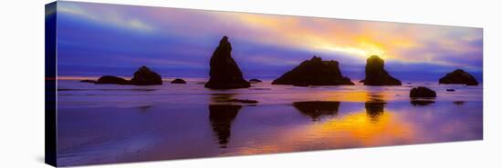 Rock formations along the coast in Bandon, Coos County, Oregon, USA-null-Stretched Canvas