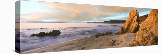 Rock formations and beach at sunrise, Gulf of California, Punta Pescadero, Baja California Sur,...-Panoramic Images-Stretched Canvas