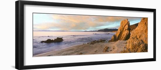Rock formations and beach at sunrise, Gulf of California, Punta Pescadero, Baja California Sur,...-Panoramic Images-Framed Photographic Print