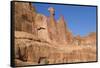 Rock Formations at Park Avenue in Arches National Park-Hal Beral-Framed Stretched Canvas