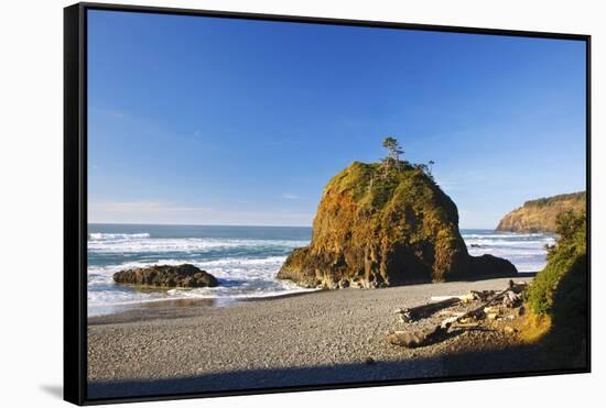 Rock Formations at Short Beach with Cape Meares, Oregon, USA-Craig Tuttle-Framed Stretched Canvas