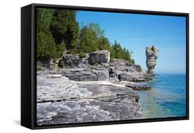 Rock Formations, Bruce Peninsula, Georgian Bay, Ontario, Canada-null-Framed Stretched Canvas